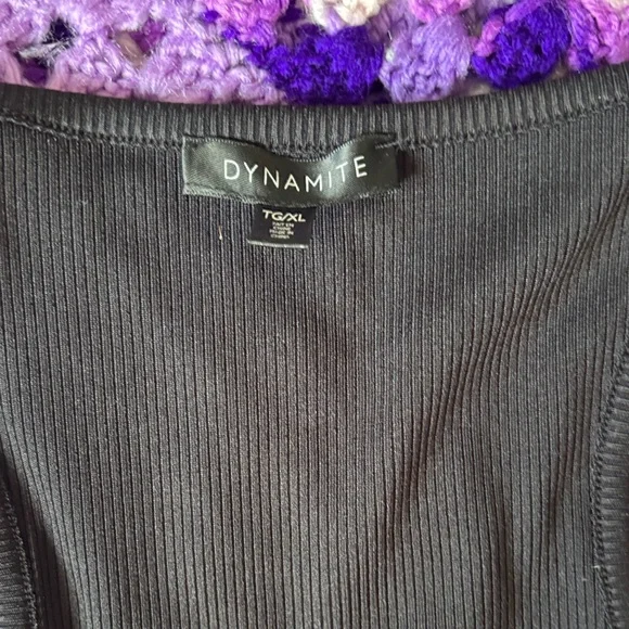 Dynamite Black Ribbed Top - Picture 2 of 2